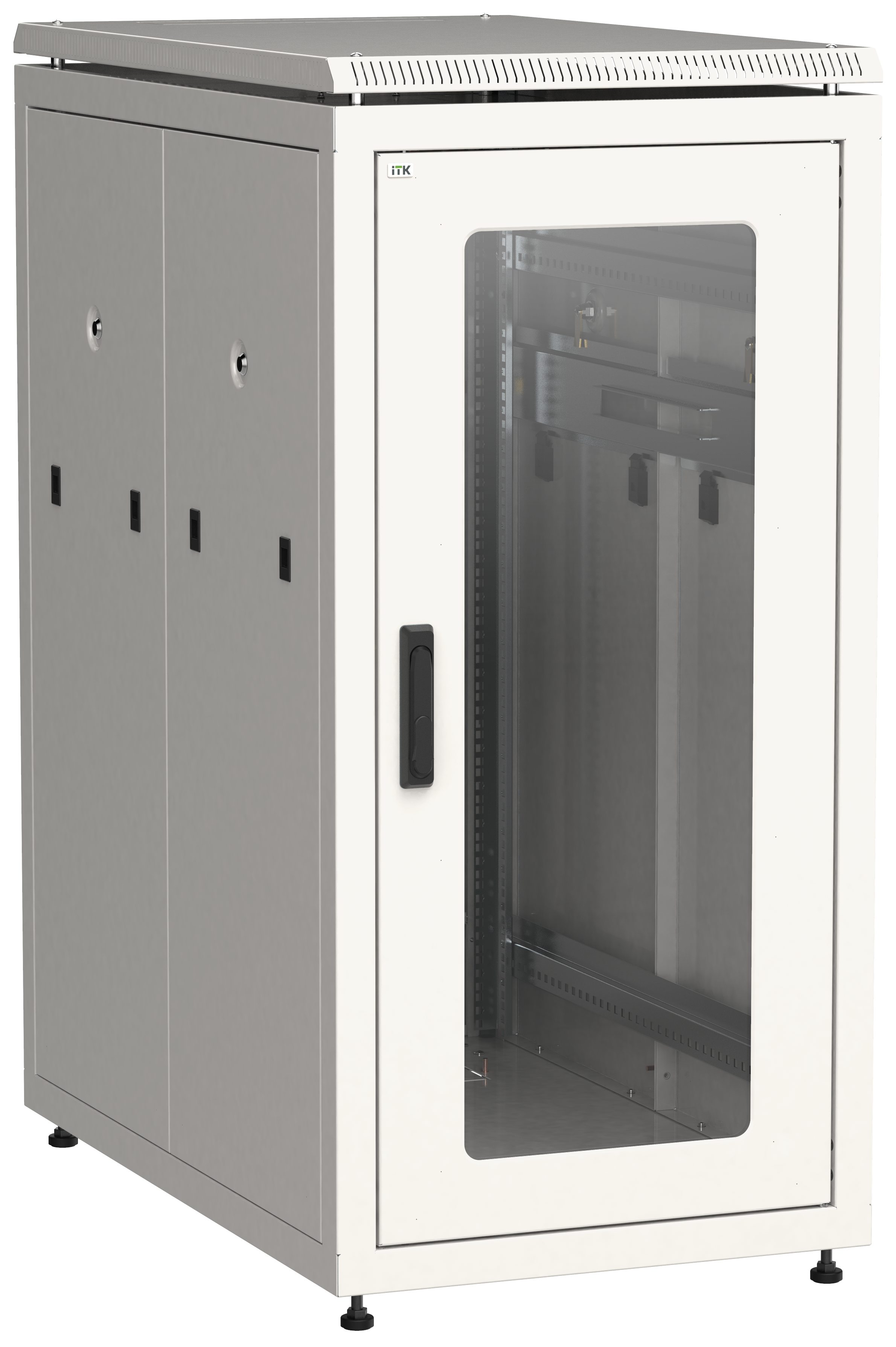 Шкаф телекоммуникационный напольный 24U 600x1000 мм, стекло/металл, серый, разборный, ITK LINEA N (LN35-24U61-G)
