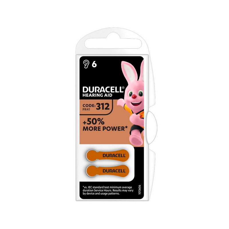 Батарейки Duracell DA312/6BL AAHA ActivAir Hearing Aid ZA312 (6 штук)