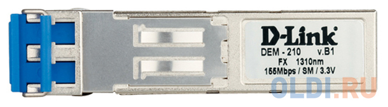 Модуль D-Link   DEM-210/10/B1A (10шт. в коробке)  Модуль SFP с 1 портом 100Base-FX для одномодового оптического кабеля, питание 3,3В (до 15 км)