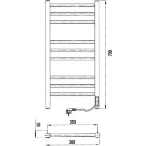 Полотенцесушитель электрический Laris Астор ЧК9 350х700 белый муар, правый (73207768)