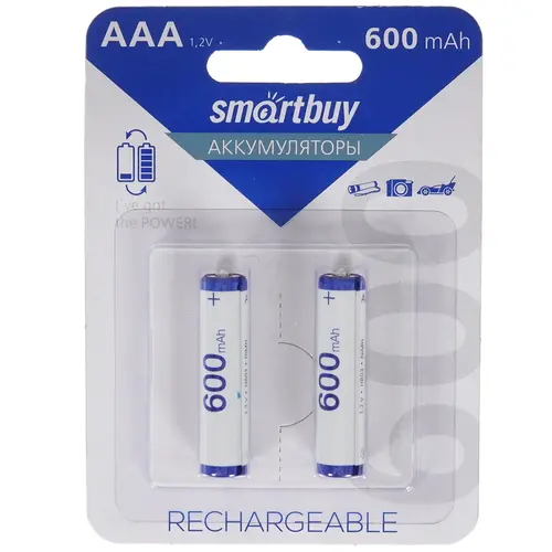 Аккумулятор Smartbuy SBBR-3A02BL600, AAA, 1.2V 600 мА·ч, 2 шт