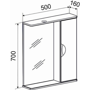 Зеркало-шкаф Emmy Милли 50х70 правое, с подсветкой, белый (mel50un1bel-r)