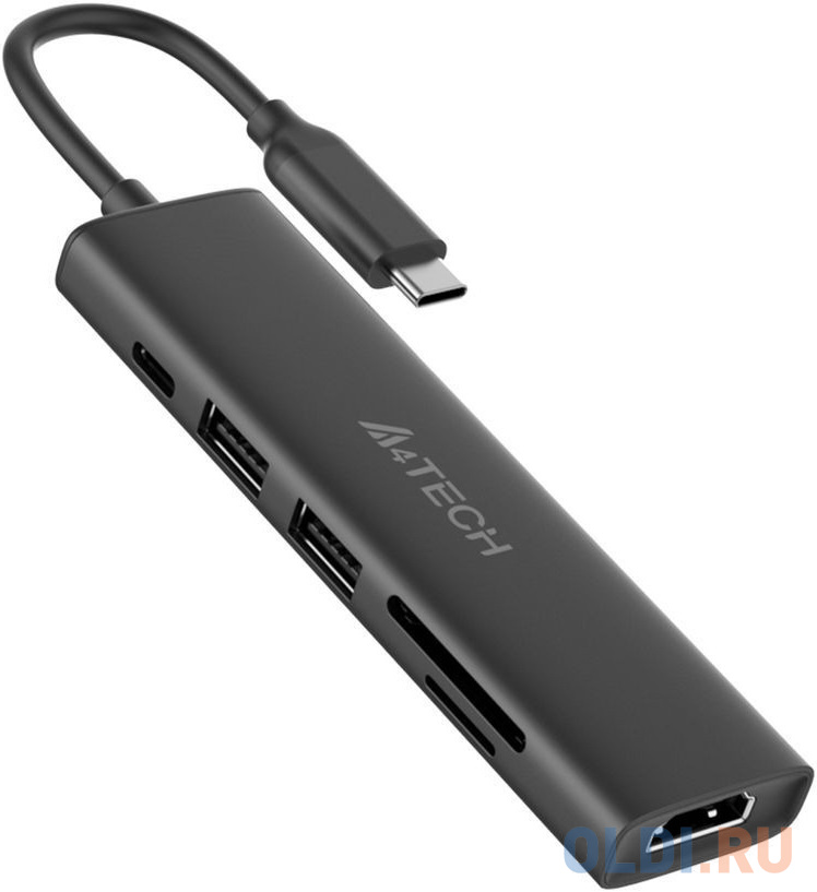 Концентратор USB Type-C A4TECH DST-60C 2 х USB 3.0 HDMI USB Type-C SD серый в Москвe