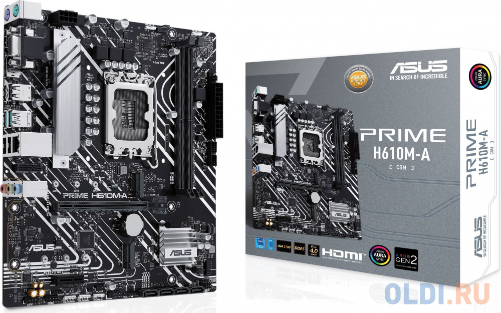 ASUS PRIME H610M-A-CSM, LGA1700, H610, 2*DDR5, VGA + DP + HDMI, 4 SATA 6, 2*M.2, USB 3.2, USB 2.0, mATX; 90MB1G20-M0EAYC