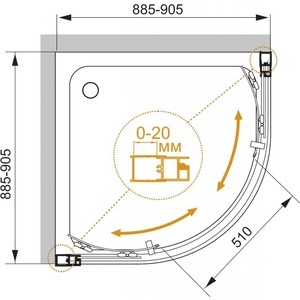 Душевой уголок Cezares Momento R-2 90x90 прозрачный, хром, (MOMENTO-R-2-90-C-Cr)