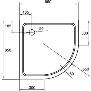 Душевой поддон Cezares Tray A-R 85х85 акриловый (TRAY-A-R-85-550-15-W)