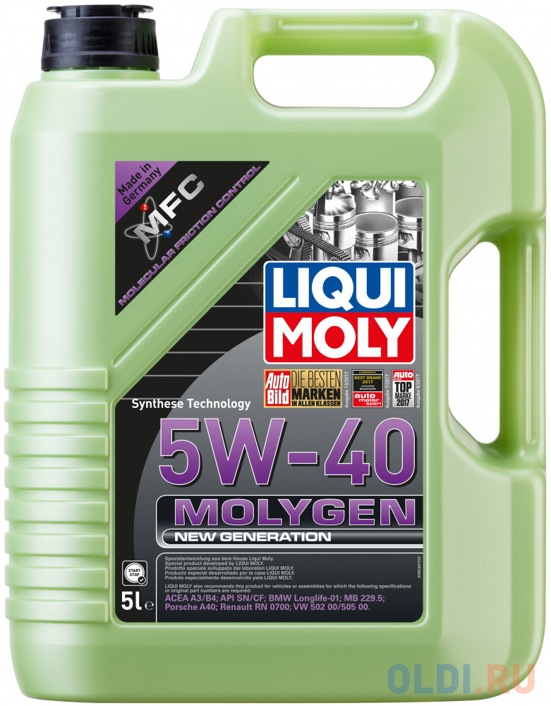 8536 LiquiMoly НС-синт. мот.масло Molygen New Generation 5W-40 (5л)