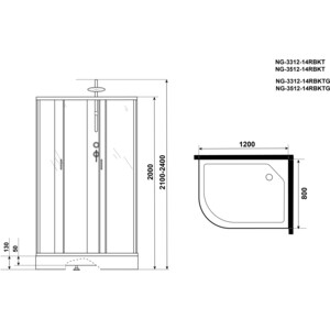 Душевая кабина Niagara NG-3312-14RBKTG 120х80х210-240 правая