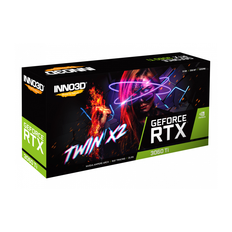 Видеокарта Inno3D nVidia GeForce RTX 3060 Ti TWIN X2 LHR 1410MHz PCI-E 4.0 8192Mb 14000MHz 256-bit 1xHDMI 3xDP N306T2-08D6-119032DH