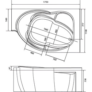 Акриловая ванна Marka One Ergonomika 175х110 левая, с каркасом (01эрг17511л, 03эрг17511)