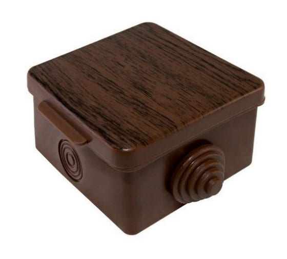 Коробка распаячная квадратная 6.5 см x 6.5 см, глубина 5 см, наружный монтаж, IP54, вводов:4, бук, с крышкой, TDM (SQ1401-0611)