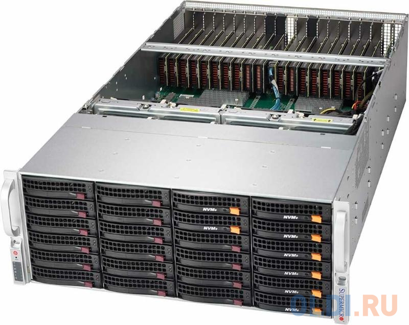 Серверный корпус 4U Supermicro Barebone 4U/MB X11DPG-OT-CPU/Dual 2000 Вт чёрный серебристый