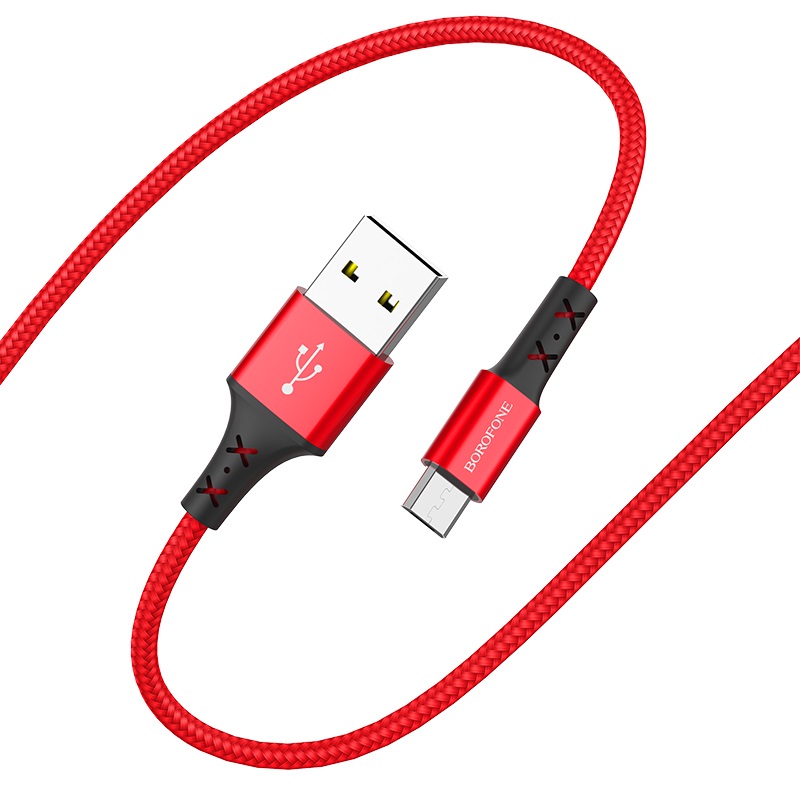 Кабель USB 2.0(Am)-Micro USB 2.0(Bm), 2.4A, 1 м, красный Borofone Enjoy BX20 (00803)