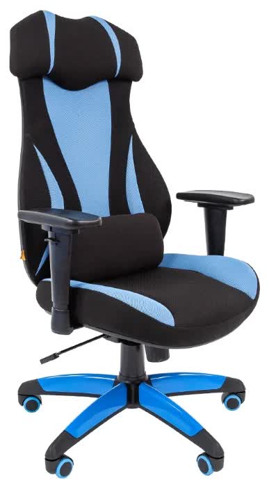 Компьютерное кресло Chairman game 14 чёрное/голубое