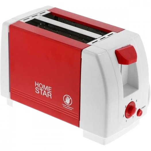 Тостер HomeStar HS-2002 750 Вт, красный/белый