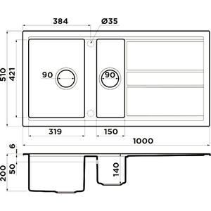 Кухонная мойка Omoikiri Kitagawa 100-2-WH белый (4993803)