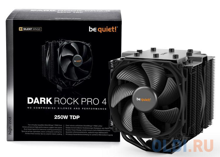 Кулер BE QUIET! DARK ROCK PRO 4 / LGA 115x,1366,2011,2066; AM2+,AM3+,AM4,FM1,FM2+ / 250W TDP / PWM / BK022