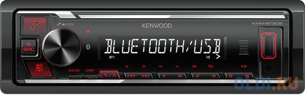 Автомагнитола Kenwood KMM-BT209 1DIN 4x50Вт v4.2 USB 2.0 AUX 1 RDS в Москвe