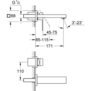 Смеситель для раковины Grohe Eurocube для 23200000, суперсталь (19895DC0) в Москвe