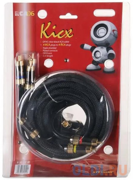 Акустический кабель Kicx RCA-06 черный