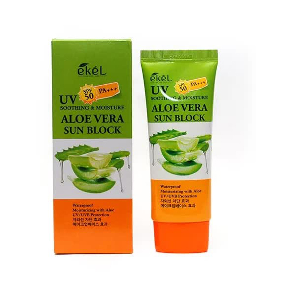 EKEL Солнцезащитный крем с алоэ вера UV Soothing & Moisture Aloe Vera Sun Block SPF 50 PA+++, 70мл