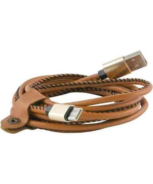 Дата-кабель Red Line USB - Type-C (2 метра) оплетка "экокожа", коричневый