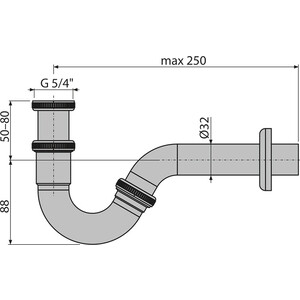 Сифон для биде AlcaPlast DN32 металл (A45G) в Москвe