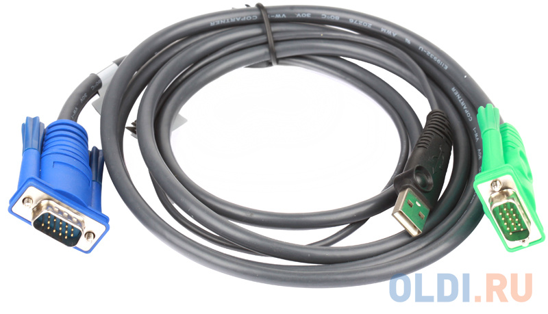 Кабель ATEN KVM Cable 2L-5202U Кабель для KVM: USB(Am)+DB15(m) (PC) -на- SPHD15(m) (KVM),1.8м в Москвe