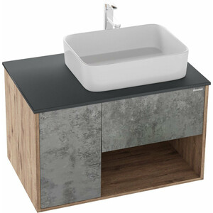 Мебель для ванной Grossman Бруно 80х50 подвесная, веллингтон/бетон