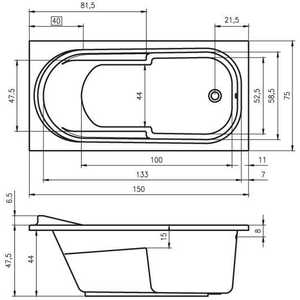 Акриловая ванна Riho Columbia 150x75 с каркасом (B002001005, 2YNVN1012)