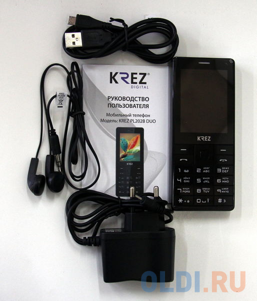 Мобильный телефон KREZ PL202B DUO черный 2.4"