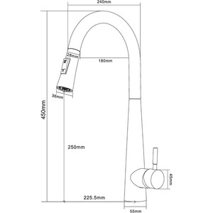 Смеситель для кухни Orange Steel с вытяжным изивом, черный (M99-007b) в Москвe