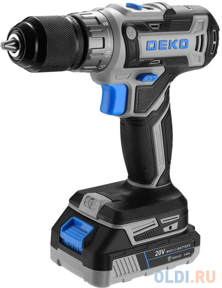 Deko DKCD20V PRO в кейсе + набор 63 инструмента, 20В, 2x2.0Ач 080-1001