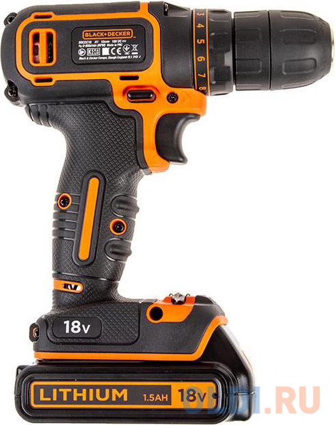 Аккумуляторная дрель-шуруповерт Black & Decker BDCDC18KB-QW