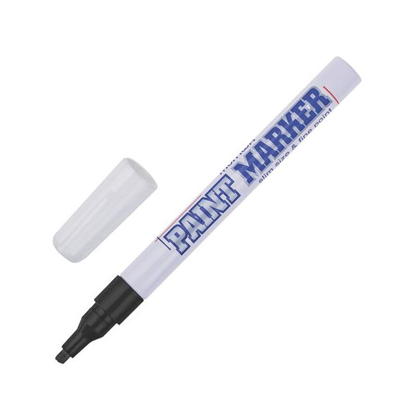 Маркер-краска лаковый (paint marker) MUNHWA Slim, 2 мм, ЧЕРНЫЙ, нитро-основа, алюминиевый корпус, SPM-01