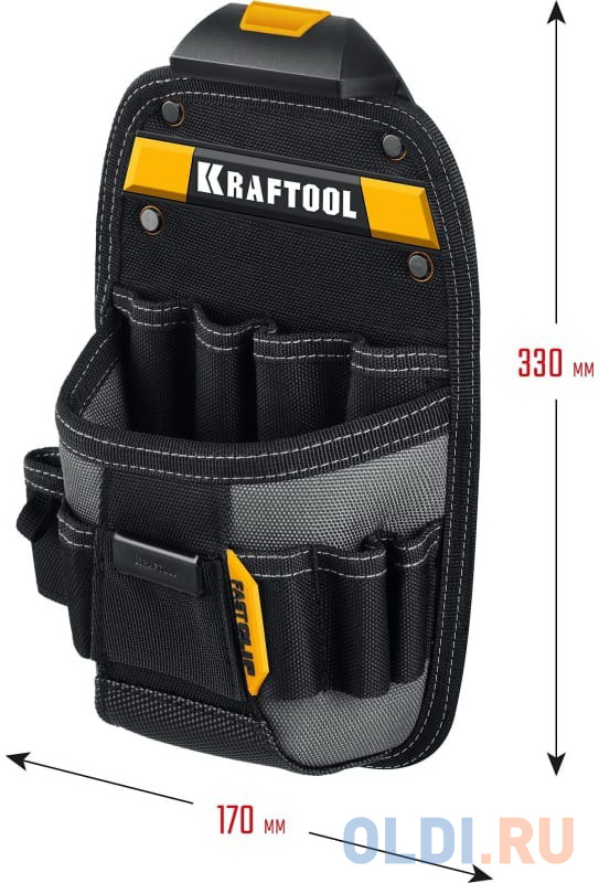 KRAFTOOL KP-11 с быстросъёмным креплением FastClip, 11 карманов и петель, 170 х 360 мм, поясная сумка (38777) в Москвe