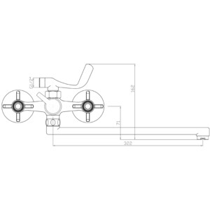 Смеситель для ванны Mixline ML30-02 универсальный, хром (4610211001190)