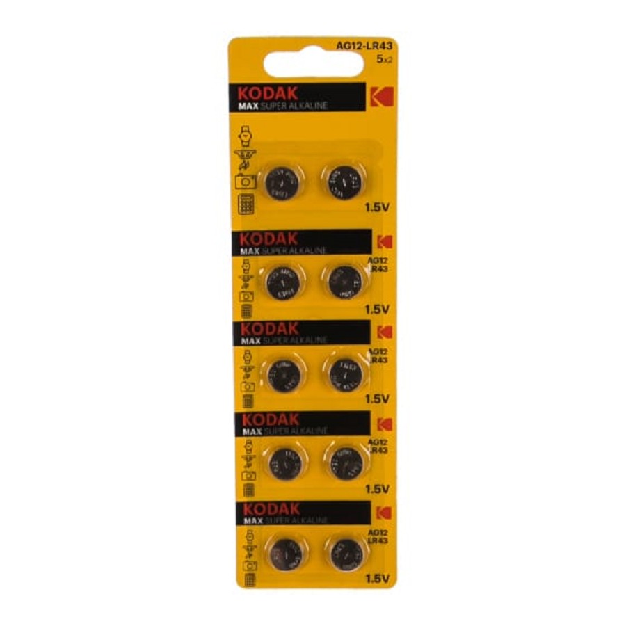 Батарея Kodak Max Button Cell, AG12/386/LR43/186A, 1.5V, 10 шт. (B0044717)
