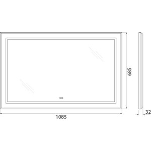 Зеркало BelBagno Spc-Kraft 110х70 с подсветкой, сенсор, подогрев (SPC-KRAFT-1085-685-TCH-WARM-NERO)