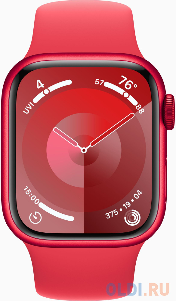 Смарт-часы Apple Watch Series 9 A2978 41мм OLED корп.красный Sport Band рем.красный разм.брасл.:150-200мм (MRXH3ZP/A)