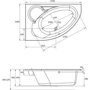 Акриловая ванна Cersanit Kaliope 153x100 правая (WA-KALIOPE*153-P / 63341)