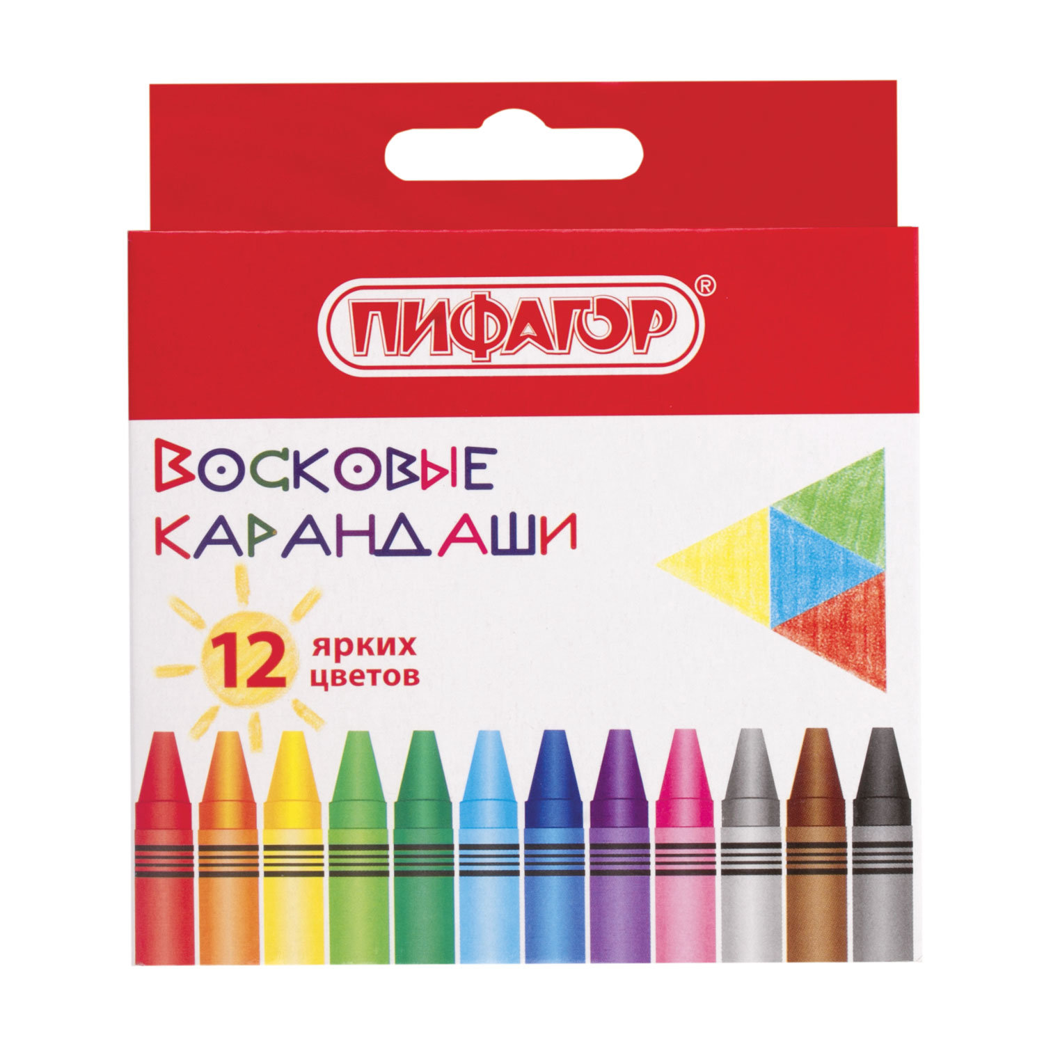 Восковые карандаши ПИФАГОР СОЛНЫШКО, НАБОР 12 цветов, 227279, (18 шт.) в Москвe