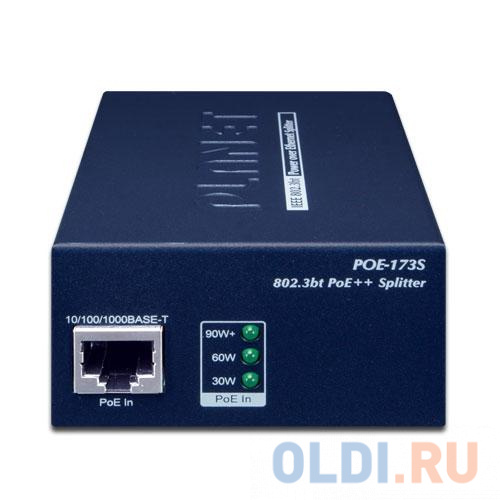 PLANET POE-173S Single-Port 10/100/1000T 802.3bt PoE++ Splitter (12V/19/24V, 802.3bt type 4 PD, PoH compatible)