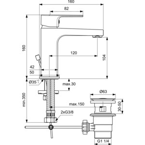 Комплект смесителей Ideal Standard Esla 3 в 1 для раковины и ванны с душем (BC264AA)