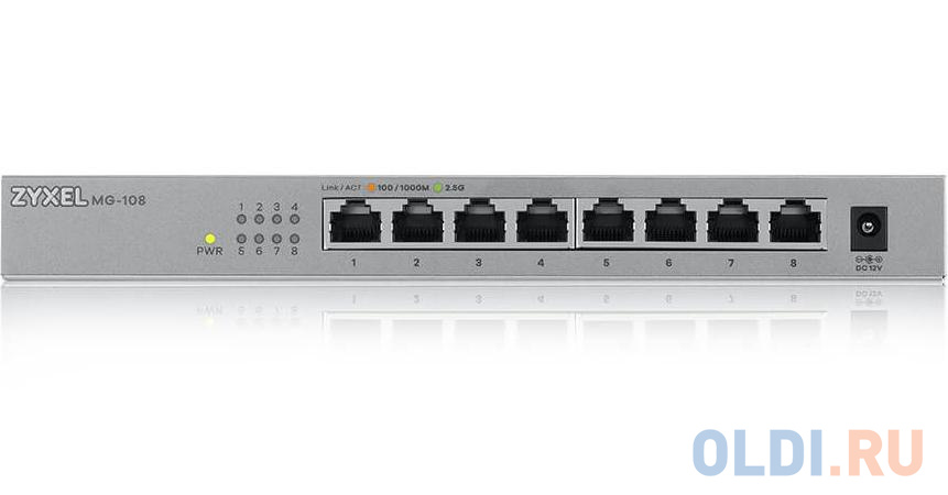 Zyxel MG-108 multi-gigabit switch, 8x1 / 2.5GE, desktop, silent