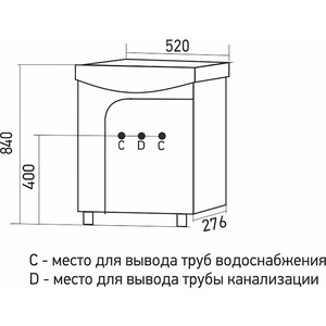 Тумба под раковину Mixline Ока 46х27 белая (4640030867455) в Москвe