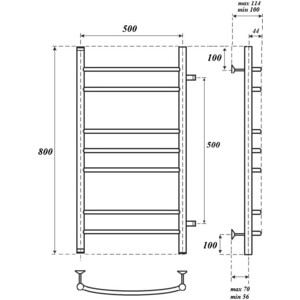 Полотенцесушитель водяной Point П7 500х800 хром (PN05558)