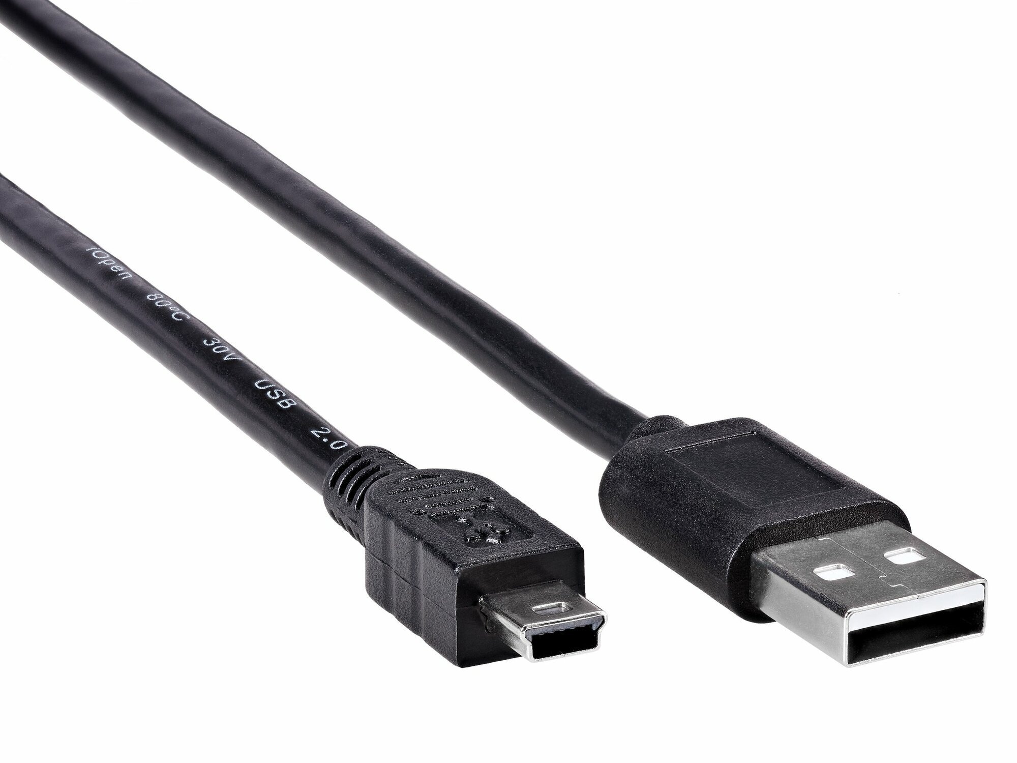 Кабель USB 2.0(Am)-Mini USB 2.0(Bm), 1.8 м, черный, iOpen ACU215A (ACU215A-1.8M)