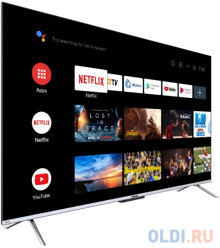 65" Телевизор HAIER Smart TV S3, QLED, 4K Ultra HD, серебристый, СМАРТ ТВ, Android