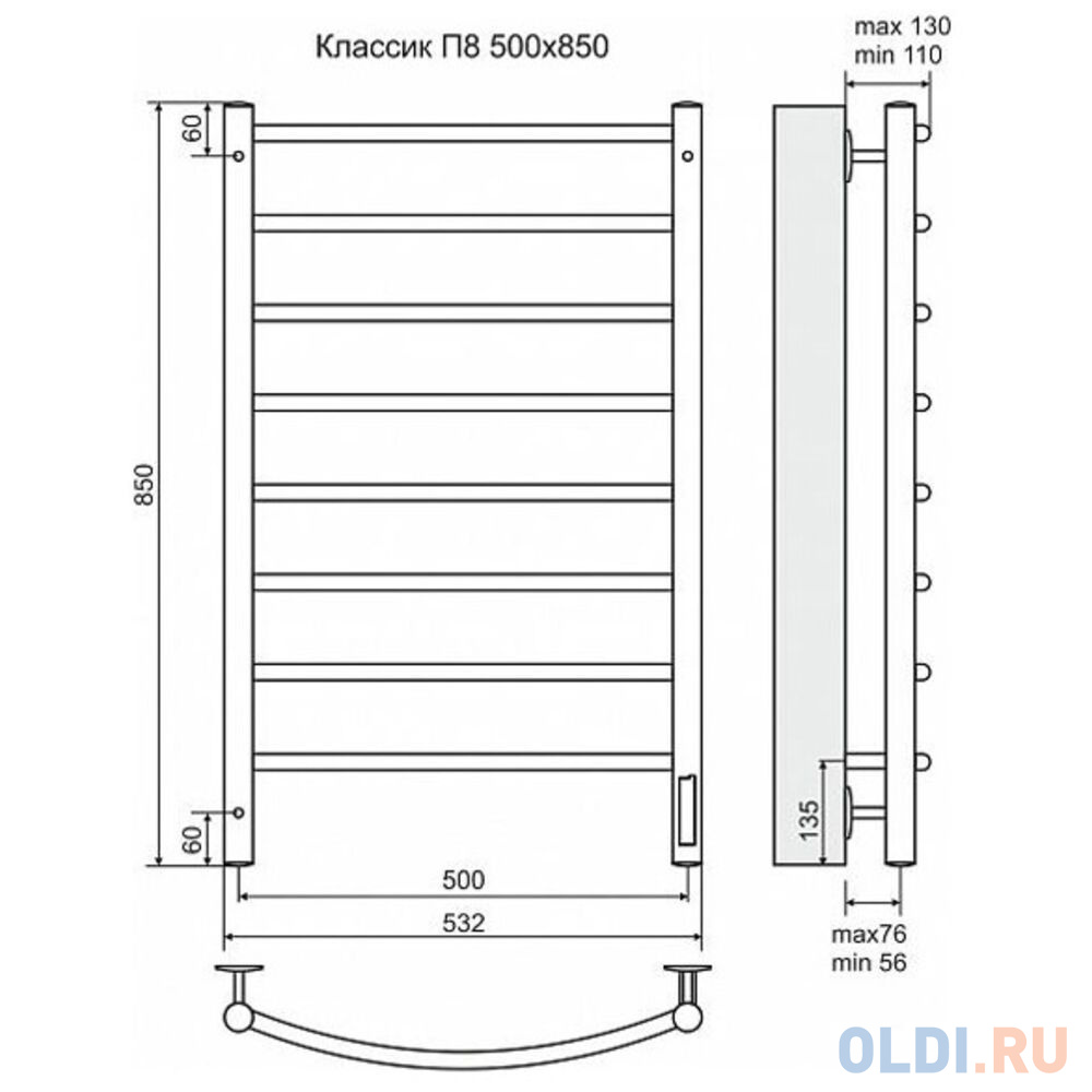 TERMINUS Классик П8 500x850 ПТЭН RAL 9005 матовый 4660059930367 в Москвe